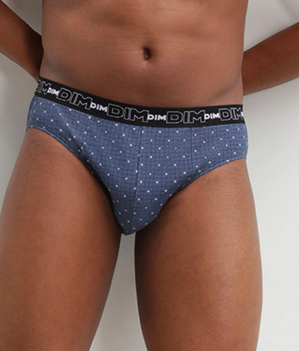 DIM Dim Print Pack of 3 men's cotton briefs with blue crosses design
