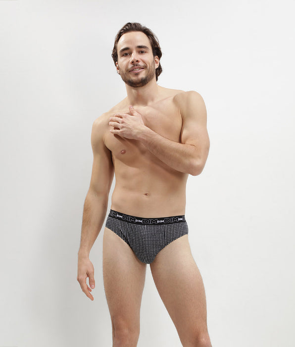 DIM Dim print Pack of 3 men's grey check cotton briefs