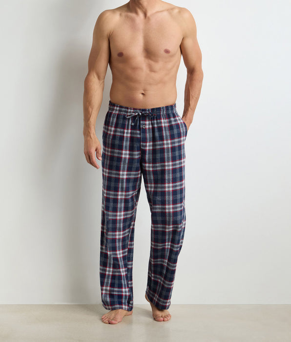 DIM Pantalón largo de hombre tartán azul Dim Flannel
