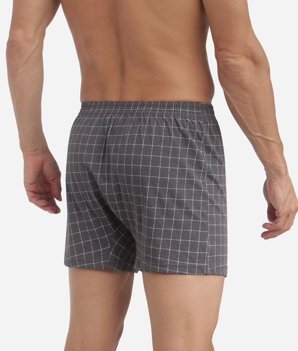 DIM Caleçon homme Anthracite à carreaux Dim Coton