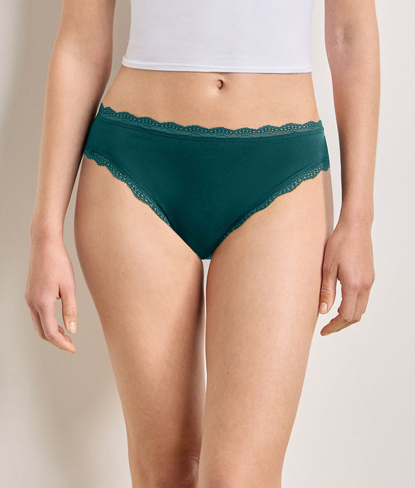 DIM Pack of 2 emerald pink Daily Coton Dentelle briefs