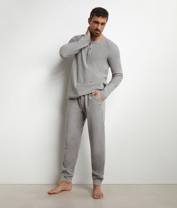 DIM Pyjama-Set mit Hose und Seraphim-Kragen aus Jersey Grau Dim Nightwear