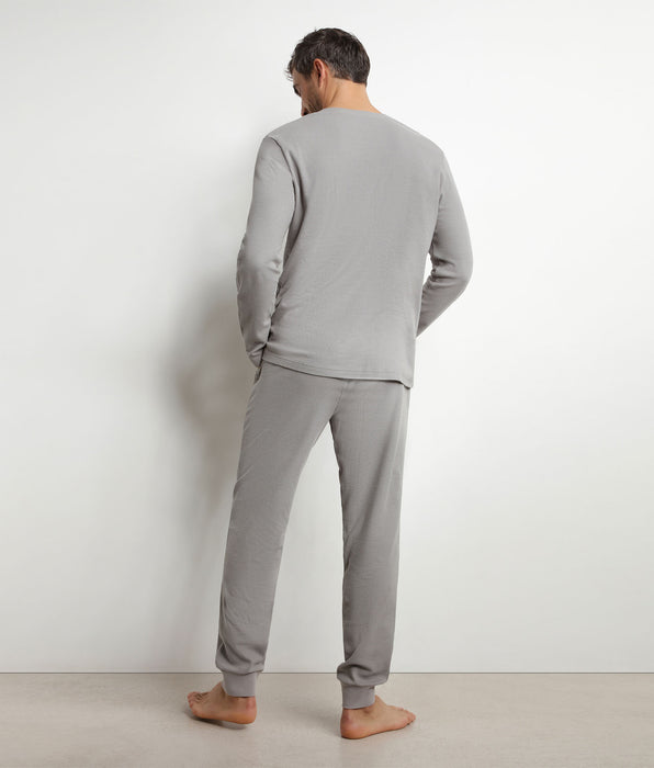 DIM Pyjama-Set mit Hose und Seraphim-Kragen aus Jersey Grau Dim Nightwear