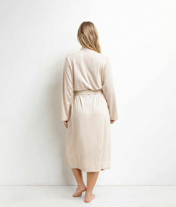 DIM Gilet long femme en maille tricotée Sable Dim Chillness