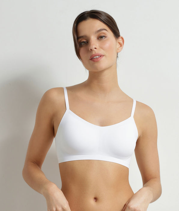 DIM Soutien-gorge brassière en microfibre Blanc Dim Invisible