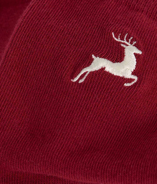 DIM Men’s dark red mid-calf socks with reindeer pattern Coton Fancy