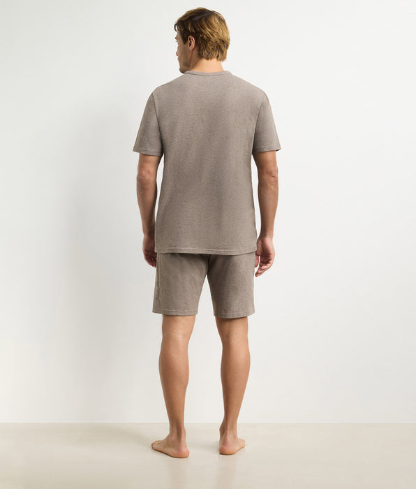 DIM Men's brown marl short pyjama set Dim Jersey Elastane