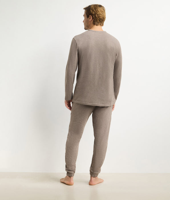 DIM Herren-Pyjama-Set mit Hose in Melange-Braun aus Dim Jersey Elastane