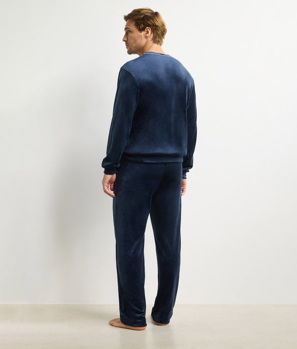 DIM Men's long-sleeved crew-neck top in navy blue Dim Chenille