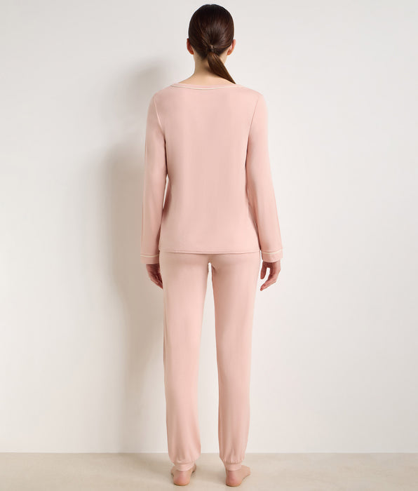 DIM Top manches longues col rond femme élastique rose Soft Blush