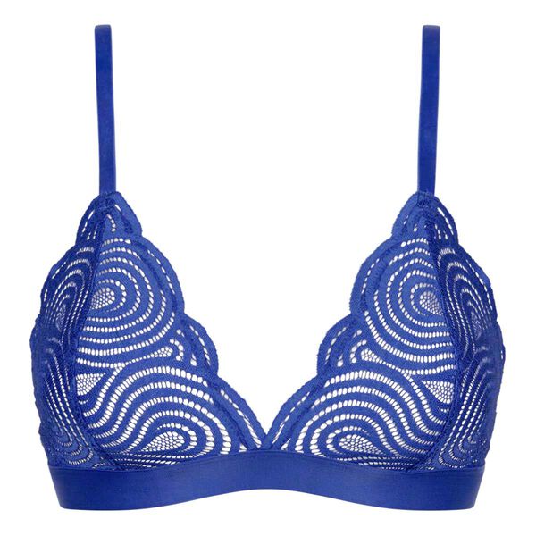 Dim Blue Mod Wireless triangle bra with lace waves