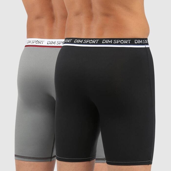Dim Sport pack of 2 active thermoregulation microfibre trunks in black and grey, , DIM