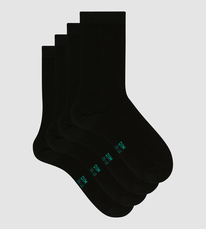 Pack de 2 pares de calcetines de mujer de algodón orgánico Negro Dim Good, , DIM