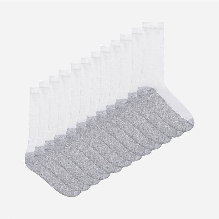 Pack of 6 white EcoDIM Men's sports socks, , DIM