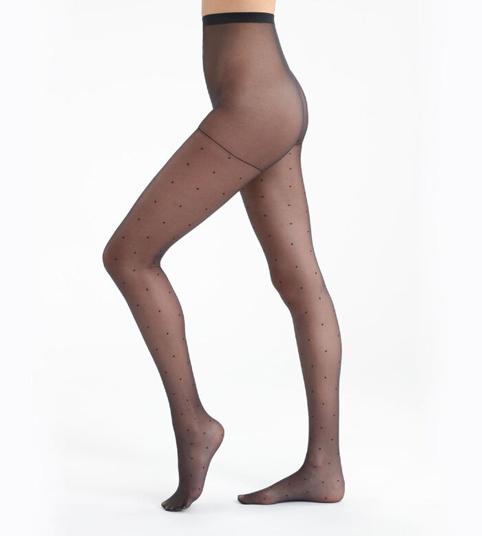 Madame So Chic 15 dotted swiss patterned tights in black, , DIM