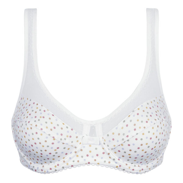 Generous Full cup bra in organic cotton and polka dot tulle