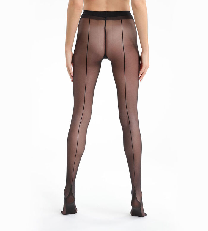 Black DIM Signature Couture 20 tights with back seam, , DIM
