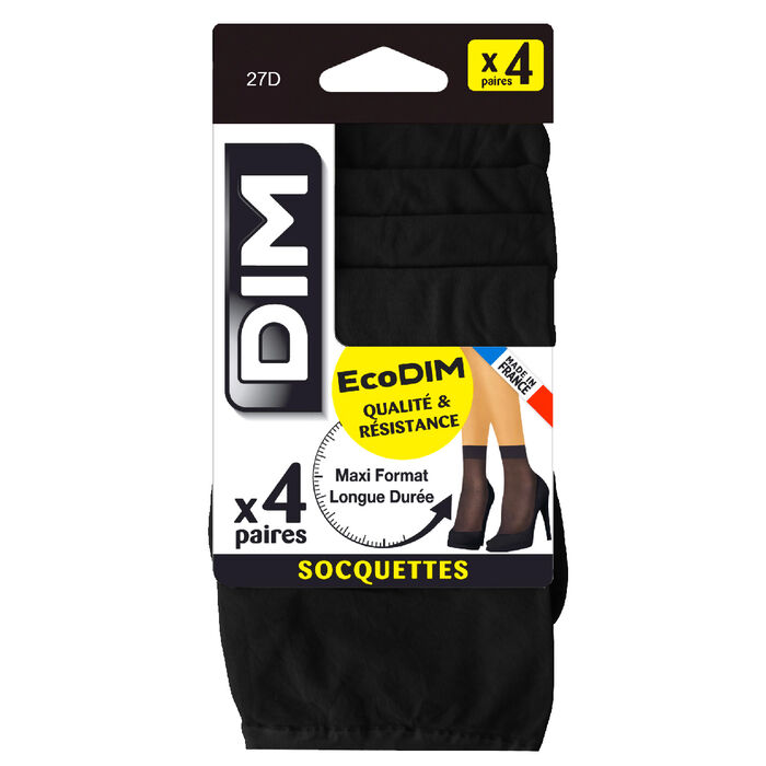 Комплект из 4 пар полупрозрачных коротких носков EcoDIM черного цвета 30D, , DIM