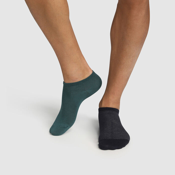 Набор 2 шт.: зеленые мужские носки с узором "Ёлочка" Cotton Style, , DIM
