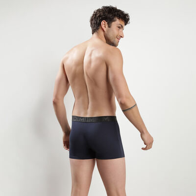 Men's Midnight Blue Dim Classic modal cotton boxer shorts featuring a black waistband, , DIM