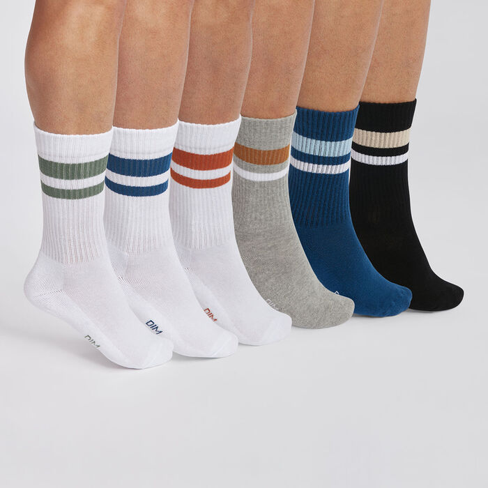 Multicolour EcoDim Sport Pack of 6 pairs of men's cotton socks, , DIM