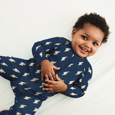 Серая хлопковая пижама на молнии с принтом "Молния" Dim Baby, , DIM