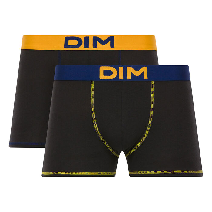 Lot de 2 boxers noirs ceintures jaune  bleue Mix and colors, , DIM