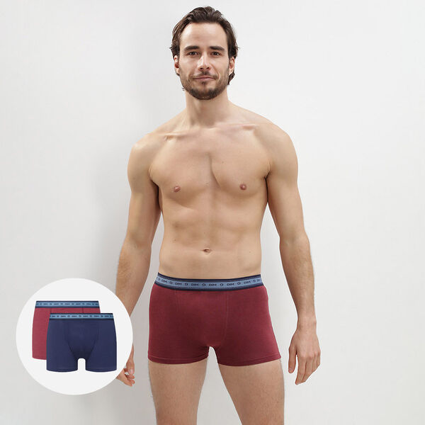 Green by Dim pack of 2 men's organic stretch cotton trunks in wine red and  denim blue