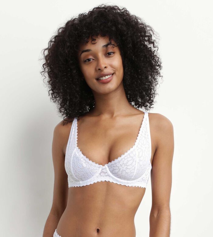 Underwire floral lace bra in white Daily Dentelle, , DIM