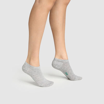 Набор 2 шт.: серые женские носки из натурального хлопка Green by Dim, , DIM
