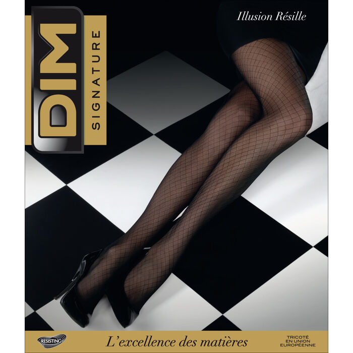 Black DIM Signature 20 fishnet illusion tights, , DIM