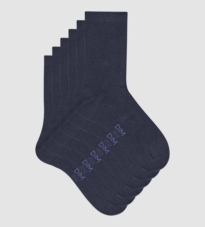 Pack of 3 pairs of women's cotton socks in Navy Blue Dim, , DIM