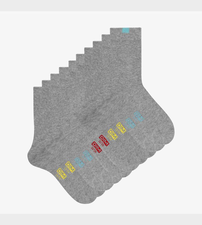 Pack of 5 pairs of children's socks in Heather Gray EcoDim cotton, , DIM