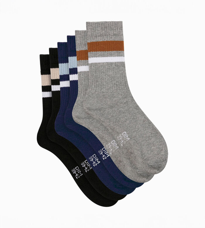 Blue Black EcoDim Sport Pack of 3 pairs of men's cotton socks, , DIM