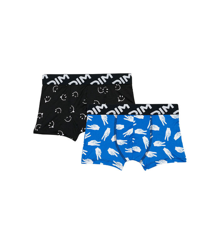 2er-Pack Jungen-Boxershorts aus recycelter Mikrofaser mit Peace-Motiv - DIM Micro, , DIM