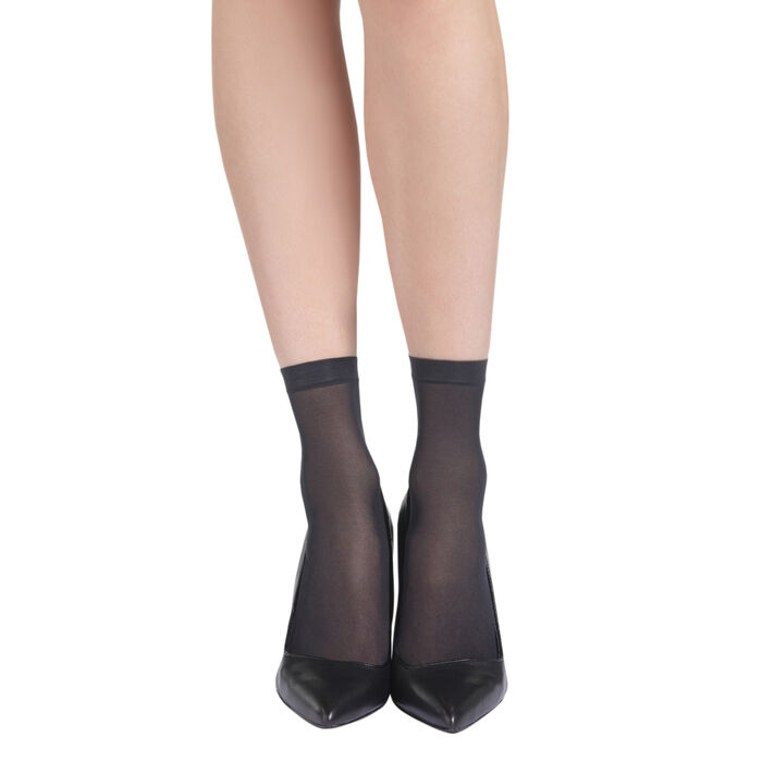 Комплект из 4 пар полупрозрачных коротких носков EcoDIM черного цвета 30D, , DIM