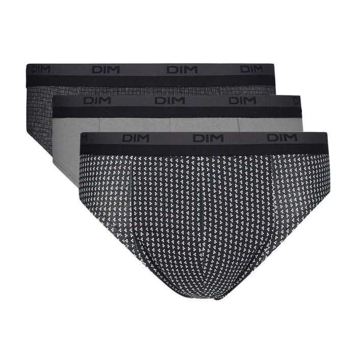 3er-Pack Slips aus Baumwolle grau/schwarz gemustert, , DIM