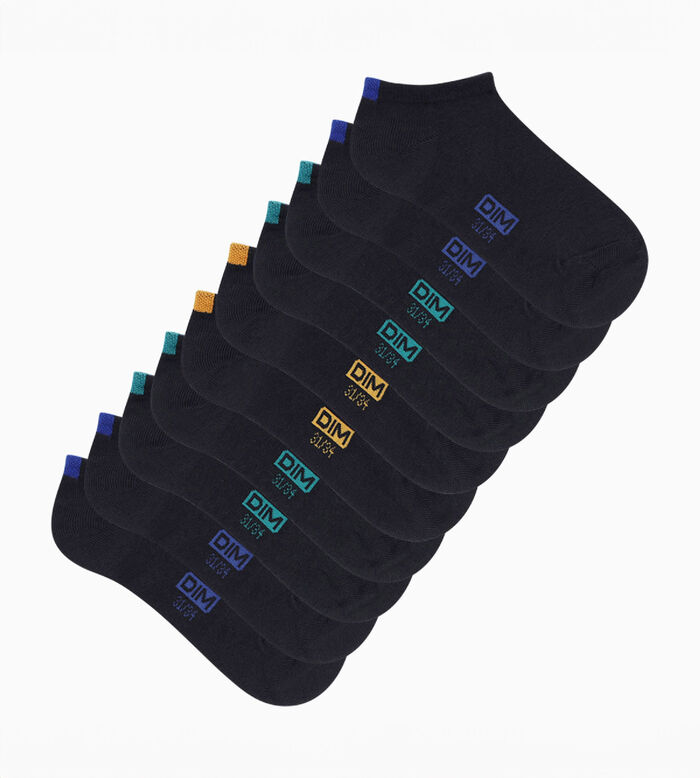 5er-Pack kurze Kindersocken aus Baumwolle marineblau/farbig markiert - EcoDIM, , DIM