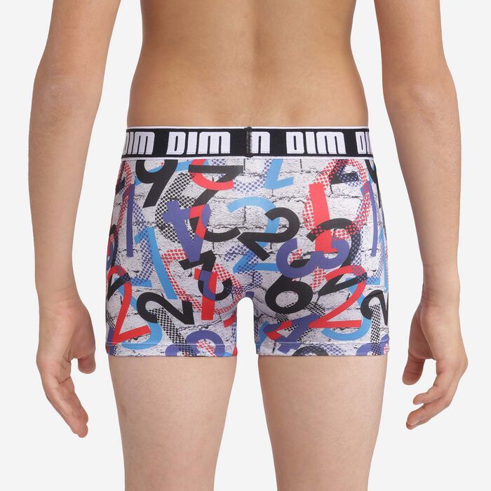 Gray Dim Micro Boy's boxer briefs in microfiber with printed numbers, , DIM