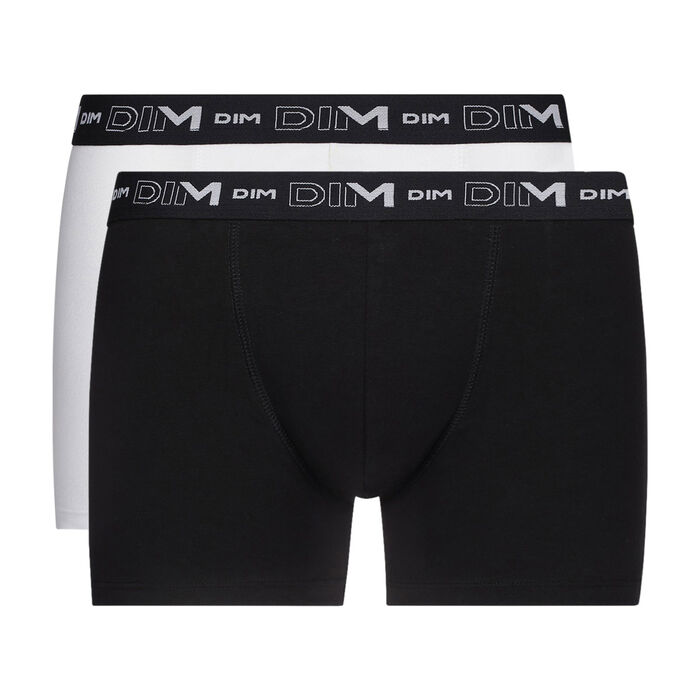 Set of 2 DIM Coton Stretch black and white boxers, , DIM