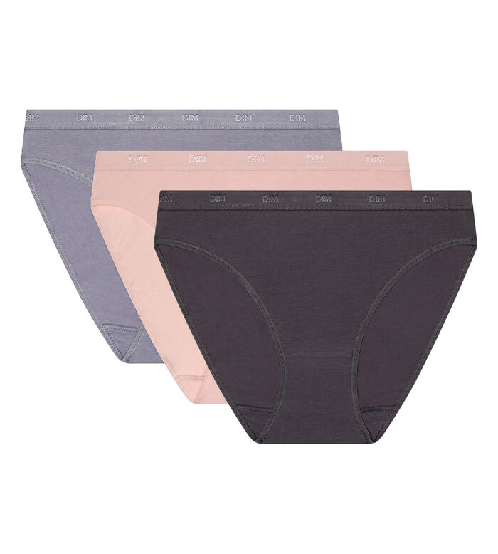 3er-Pack Slips taupe/rosa/grau aus Stretch-Baumwolle – Pockets EcoDIM, , DIM