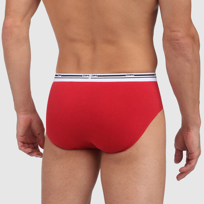 Classic colors stretch cotton trunks in lava red with contrast waistband, , DIM