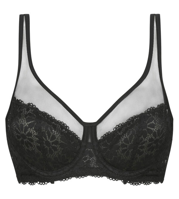 Black floral lace full cup bra Generous Limited Edition