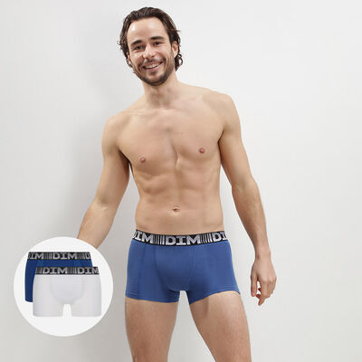 3D Flex Air Pack of 2 men's steel blue-white anti-perspirant boxers, , DIM