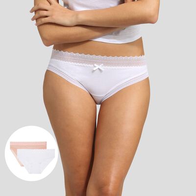2 pack white and nude pink briefs Sexy Fashion by Dim, , DIM