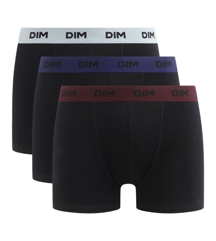 Pack de 3 bóxers de hombre negros con cinturilla color Uva Mix & Colors, , DIM
