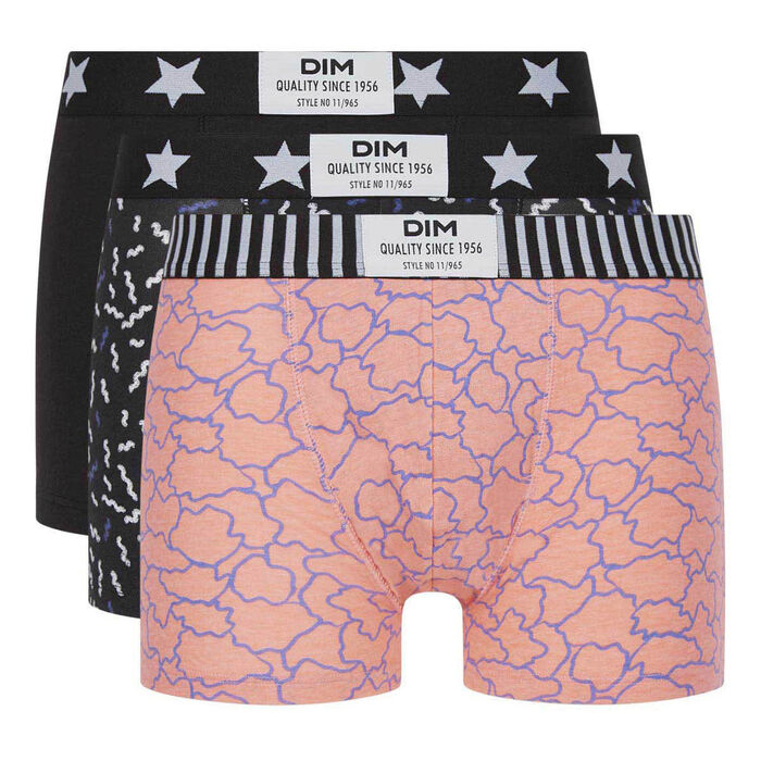 3-pack of men's coral stretch cotton boxers with a pattern - Dim Vibes, , DIM