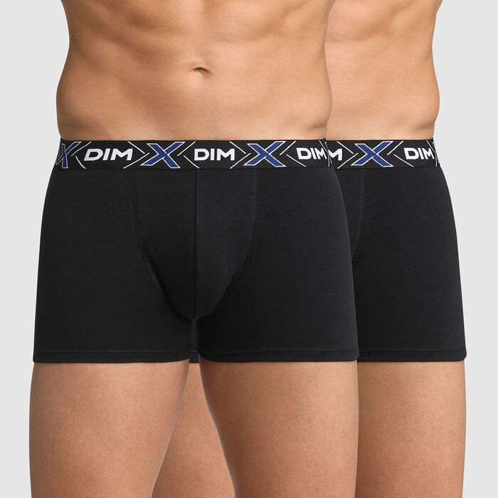 Pack of 2 pairs of black X-Temp stretch cotton trunks, , DIM