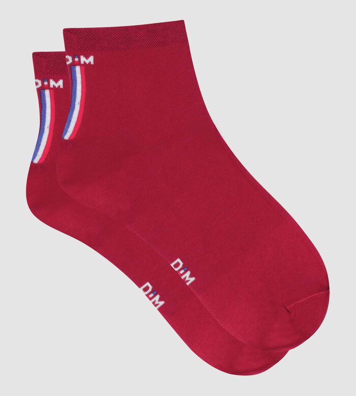 Women's cotton socks in red with colourful stripes Madame Dim Passion, , DIM