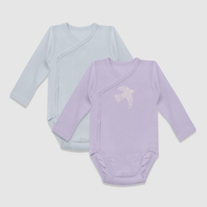 Dim Baby Set of 2 long-sleeved organic Parma cotton baby’s bodysuits, , DIM